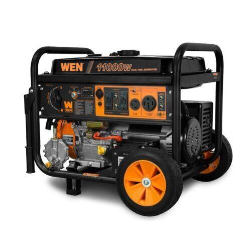 WEN DF1100T 11,000/8,300-Watt 120V/240V Dual Fuel Gasoline and Propane Powered Electric Start Portable Generator with Wheel Kit - Never Had Gas In It  - Lot 14