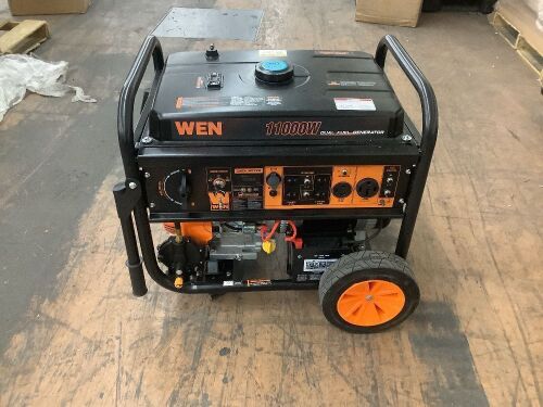 WEN DF1100X 11000-Watt 120-Volt/240-Volt Dual Fuel Transfer-Switch Ready Electric Start Portable Generator with Wheel Kit and CO Shutdown Sensor - Engine Has Compression, Electric Start Turns Over - Lot 293