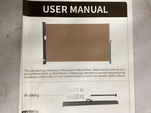 Patio Retractable Side Awning  - Lot 334