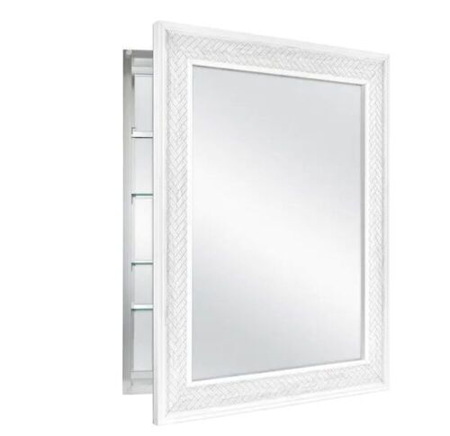 Home Decorators Collection 24 in. W x 30 in. H Rectangular Aluminum Medicine Cabinet with Mirror - Lot 146