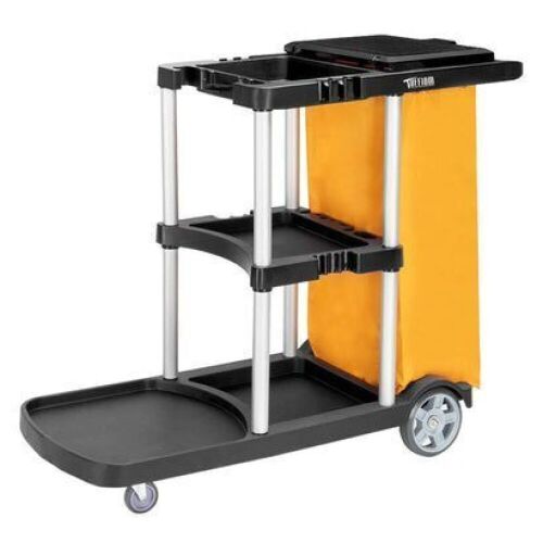 TUFFIOM 500lbs 3-Shelf Janitorial Cart with 22 Gallon Zippered Vinyl Bag & Cover - Lot 150