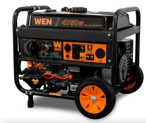 WEN DF475T 4,750/3,800-Watt 120-Volt/240-Volt Dual Fuel Gasoline and Propane Powered Electric Start Portable Generator w/ Wheel Kit - Lot 32