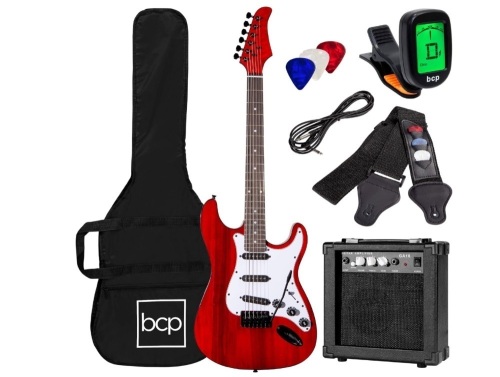 Beginner Electric Guitar Kit w/ Case, 10W Amp, Tremolo Bar - 39in - Lot 143