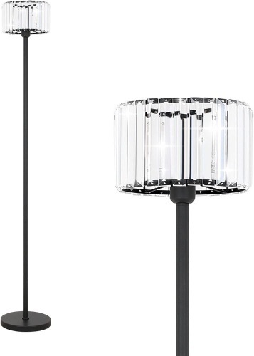 Ralbay Crystal Floor Lamp, Modern Black Floor Lamp, Black Crystal Tall Lamp for Living Room Bedroom, Black(Bulb Excluded) - Lot 92