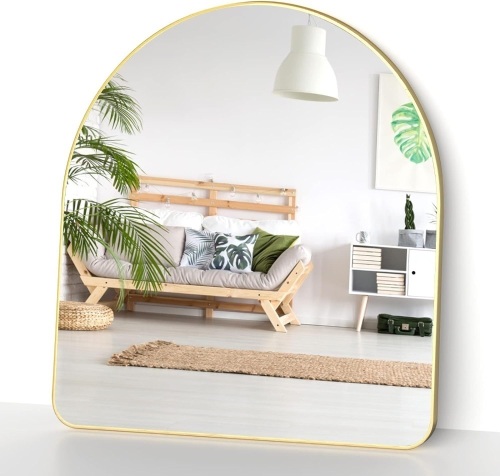 Muzuli silver 32x34 Arched Mirror for Wall Decor or Bathroom Vanity Arch Mirror for Bathroom Bedroom Living Room or Entryway - Lot 93