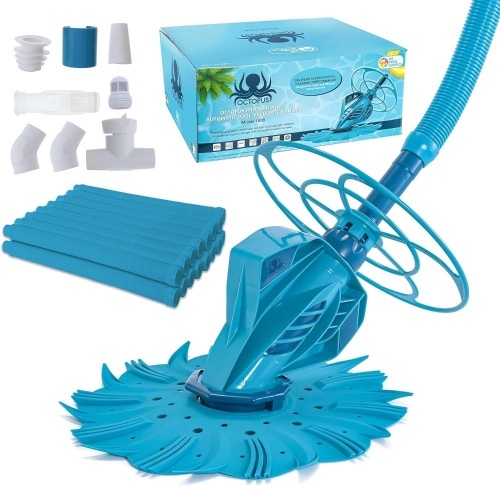 U.S. Pool Supply Octopus Professional Automatic Pool Vacuum Cleaner & Hose Set - Powerful Suction That Removes Swimming Pool Debris, Cleans Floors, Walls, Steps - Quiet Cleaning Side Climbing Sweeper  - Lot 88