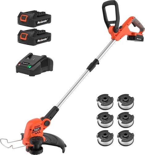 MAXLANDER 12 Inch 20V Cordless String Trimmer, 2 PCS 2.0Ah Battery Weed Wacker/Edger, 1 Quick Charger,6 PCS Replacement Spool Trimmer Lines, Length Adjustable, Powerful Lightweight Grass Trimmer  - Lot 157
