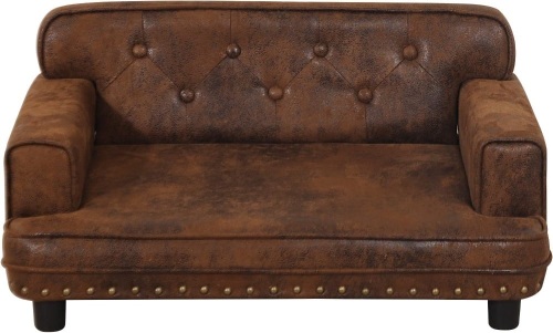 Medium Dog Beds/Dog Sofas and Chairs with High-end Tech Fabric/Button and Copper Nail Decoration Pet Chair/Pet Sofa Bed with Plastic Leg for Medium Dog Using (Coffee) - Lot 162