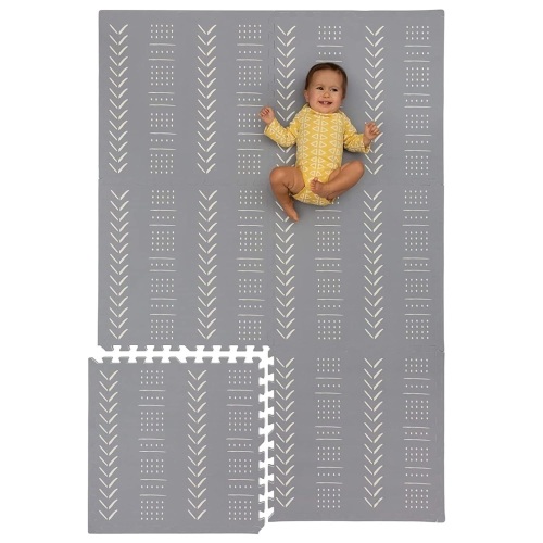 CHILDLIKE BEHAVIOR Baby Play Mat - Play Pen Tummy Time Mat & Crawling Mat Foam Play Mat for Baby with Interlocking Floor Tiles 72x48 Inches Puzzle - Baby Floor Mat Infants & Toddlers (X-Large, Grey) - Lot 182