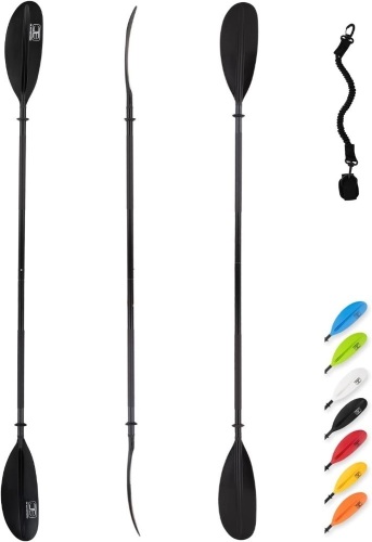 OCEANBROAD Kayak Paddle 86in/218cm - 90.5in/230cm - 95in/241cm Alloy Shaft Kayaking Boating Canoeing Oar with Paddle Leash 1 Paddle - Lot 198