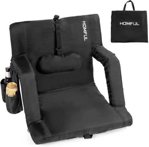 HOMFUL Wide 25''/21'' Stadium Seats for Bleachers with Lumbar and Back Support Portable Folding Reclining Stadium Chairs with Padded Cushion Seats for Sporting Outdoor Camping Beach Concerts Picnic - Lot 326