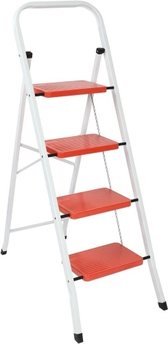 LUISLADDERS Step Ladder 4 Step Folding Step Stool Heavy Duty Kitchen Step Ladder Sturdy with Handrails, Anti-Slip and Wide Pedal Lightweight Portable for Adults Home 350 lbs  - Lot 361
