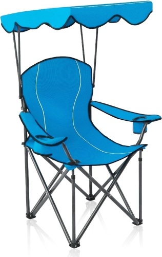 ALPHA CAMP Camp Chairs with Shade Canopy Chair Folding Camping Recliner Support 350 LBS - Lot 363