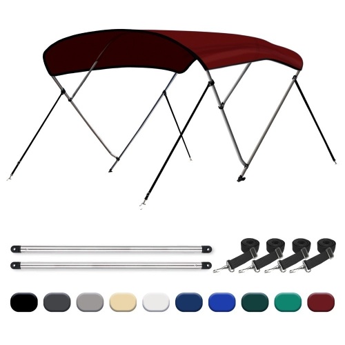 3 Bow Bimini Top Boat Cover Includes Mounting Hardwares with Aluminum Frame，Multi Colors - Lot 367
