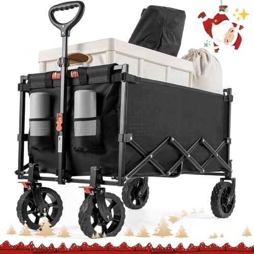 Navatiee Wagon Cart Heavy Duty Foldable, Collapsible Wagon with Smallest Folding Design, Utility Grocery Wagon for Camping Shopping Sports  - Lot 439