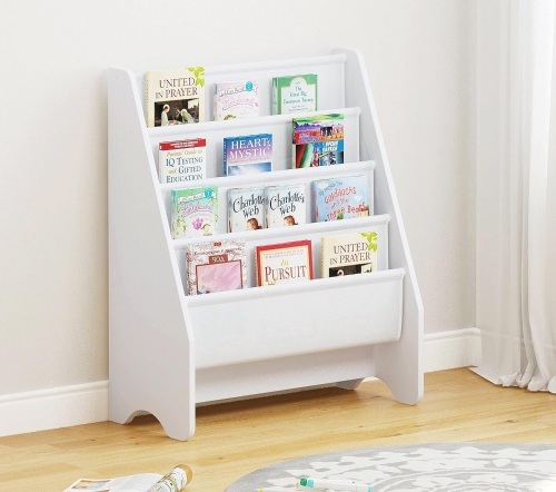 UTEX Kids Sling Bookshelf, Magazine/Book Rack,Book Organizer (White) - Lot 446
