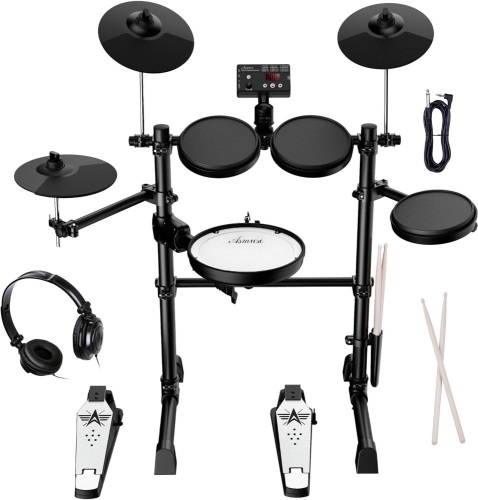 Asmuse Electronic Drum Set Kit for Adults Beginners with 8 inch Mesh Snare Electric Drum Set with Rim Shot and Cymbal Choke Function,USB MIDI Supported,2 Pairs of Drum Sticks &Headphone Set Included  - Lot 248