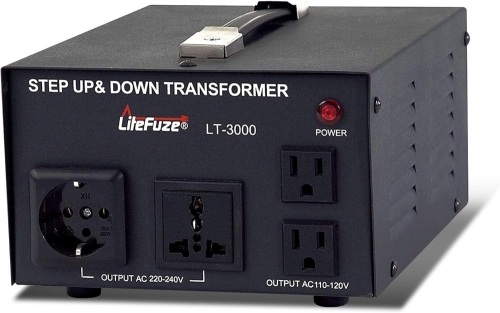 LiteFuze LT Series 3000 Watt Voltage Converter Transformer Step Up/Down - 110v to 220v / 220v to 110v Power Converter - Fully Grounded Cord - Universal Socket, CE Certified  - Lot 61