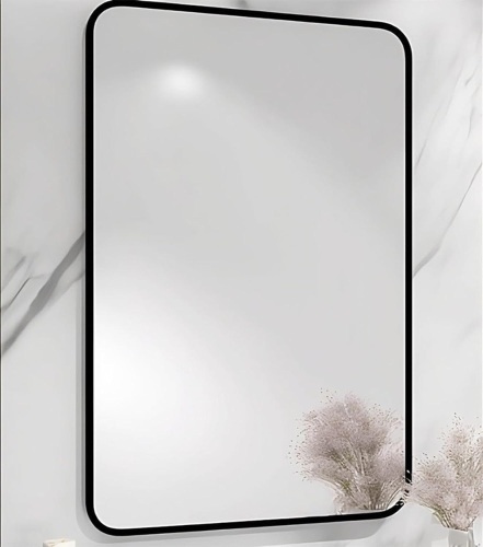 DH Black Frame Bathroom Mirror,20x30 ‎inchs Matte Black Vanity Wall Mirror with Seamless Frame,antifog, Waterproof, antirust Modern Farmhouse Mirror (Horizontal/Vertical)  - Lot 473
