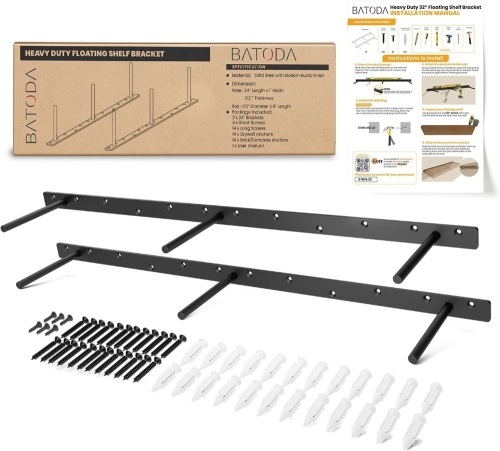 BATODA  Heavy Duty Floating Shelf Bracket (2 pcs) - Lot 170