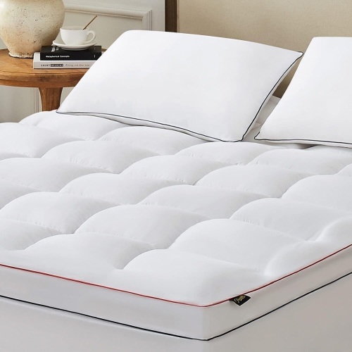 HomeMate Queen Mattress Topper,1800TC Cooling Mattress Pad Cover for Deep Sleep, Extra Thick 3D Snow Down Alternative Overfilled Plush Pillow Top with 8-21 Inch Deep Pocket - Queen Size, White  - Lot 209