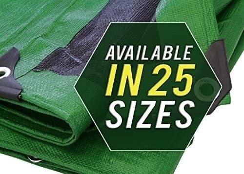 Trademark Supplies Heavy Duty Thick Material Waterproof Tarp Cover, 18X24-Feet, Green/Black  - Lot 293