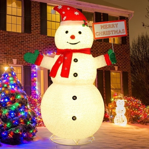 Outdoor Snowman Decorations Lighted, 4FT Collapsible Snowman Christmas Decorations, Pop Up Snowman with Merry Christmas Sign, Pre-lit Christmas Snowmen for Yard Lawn Porch Yard Garden Indoor Outdoor  - Lot 336A