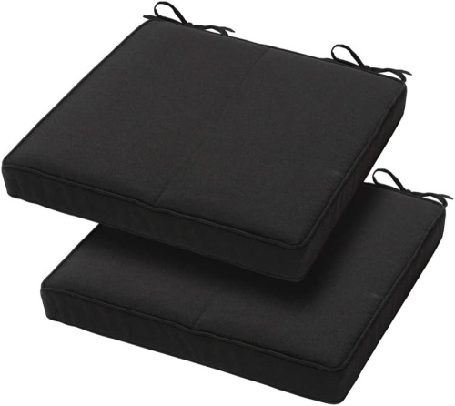 Magpie Fabrics 18"x18"x2.5" Square Corner Seat Cushion, 2 Pack, Indoor/Outdoor Waterproof Weather Resistant Universal Seat Cushions Chair Pads, for Patio Garden Dining Office Floor (Black)  - Lot 483