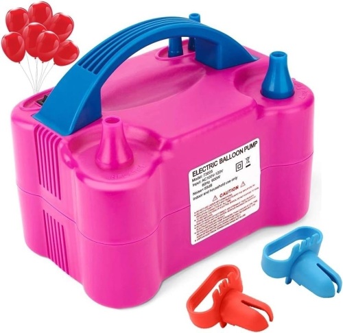 Electric Air Balloon Pump, Portable Dual Nozzle Electric Blower Inflator for Decoration, Party, Sport,Gifts:2 Tying Tools - Lot 122