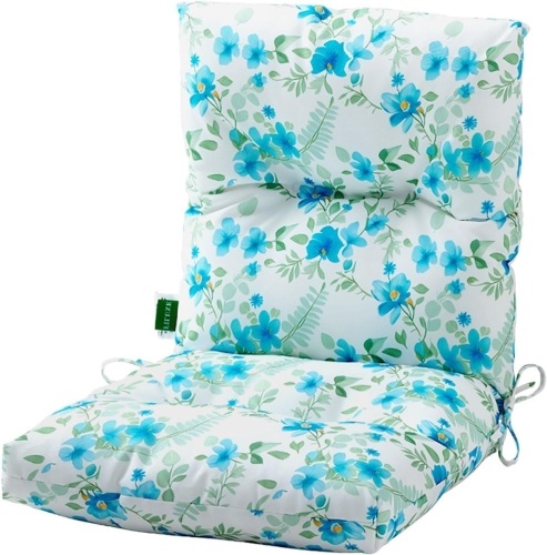 FILUXE Chair Pads, Seat/Back Patio Cushions - Waterproof Solid Tufted Pillow, Indoor/Outdoor Pads with Ties, Fade-Resistant & Seasonal All Weather Replacement (Pansy, 1   - Lot 123