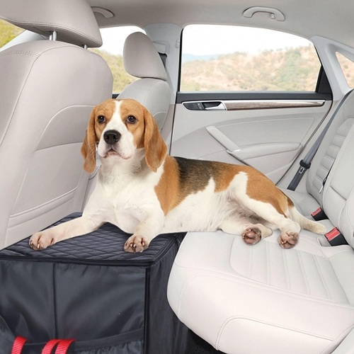 HOME DISTRICT PET Rear Car Seat Gap Filler Back Seat Extender for Dogs with Storage, Side Pocket - Backseat Bridge for Dogs up to 100 Pounds - Black - Lot 133