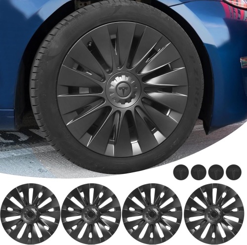for Tesla Model Y Wheel Covers: 19 Inch Tesla Model Y Hubcaps All Inclusive Tesla Hub Caps Replacement Accessories for 2019-2023 Matte Black 4Pack - Lot 411