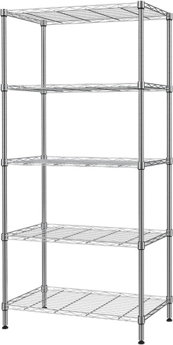 SINGAYE 5 Tier Adjustable Storage Shelf Metal Storage Rack Standing Shelf Units Storage Shelves,200 Pounds Loading Capacity per Shelf,23.2" W x 13.4" D x 59" H for Pantry Closet Kitchen Laundry Silver  - Lot 414