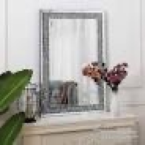 SHYFOY Crystal Mirrors for Wall Decor 35.4"X23.6" Decorative Wall Mirror - Lot 375