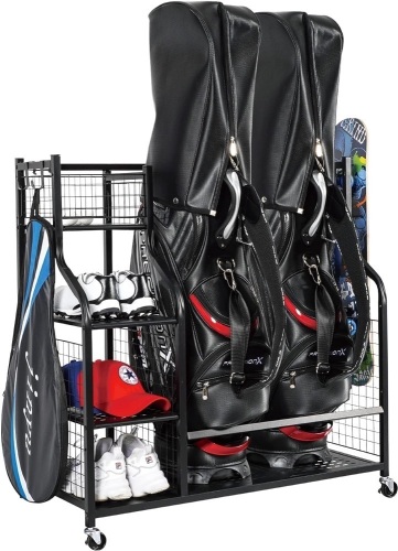 PLKOW Golf Bag Storage Garage Organizer, Extra Large Size Golf Bag Storage Stand and Golf Equipment Rack for Garage,Shed, Basement - Lot 199A