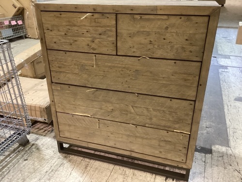 5 drawer dresser cosmetic damage  - Lot 340A