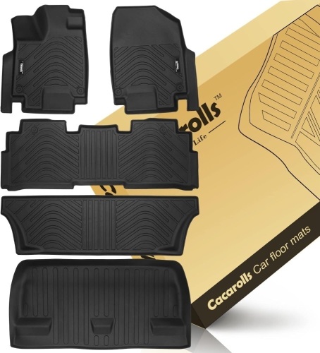 Floor Mats & Cargo Liner Set Compatible for Honda Odyssey 2018-2024 All Weather Rubber Mat Black - Lot 111A