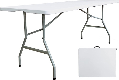 JingPieCle 6 Foot Folding Table 6ft Portable Plastic Table with Handle, Fold in Half Heavy Duty Lightweight Home Utility Table, Indoor Outdoor 6' Folding Card Tables for Party, Picnic, Dining（6ft）  - Lot 318