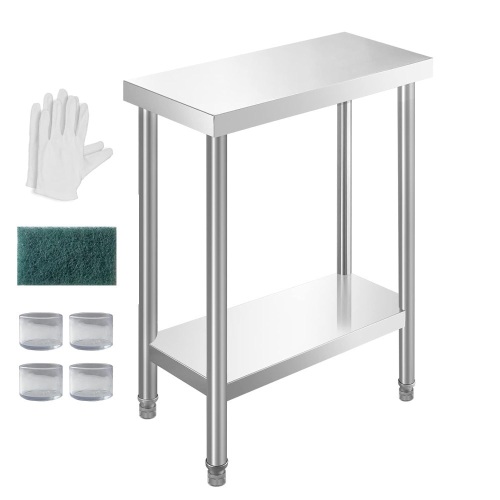 HXCFYP Stainless Steel Table for Prep & Work 24 x 12 Inches, NSF Commercial Heavy Duty Food Prep Worktable with Undershelf for Restaurant, Home and Hotel Christmas Preparation Table  - Lot 319