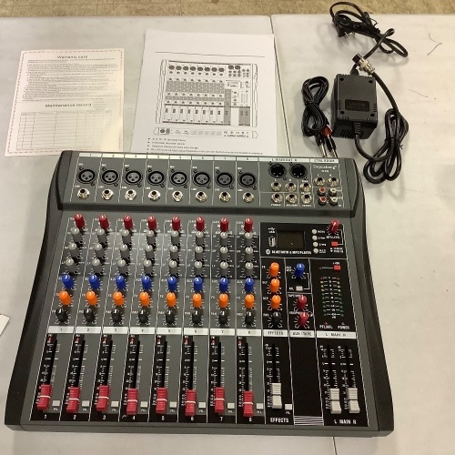 Depusheng DX8 Professional Mixer Sound Board Console 8 Channel Desk System Interface Digital USB MP3 Input 48V Phantom Power Stereo DJ Studio FX Steel Chassis,Black Bluetooth USB Audio Mixer for PC - Lot 144