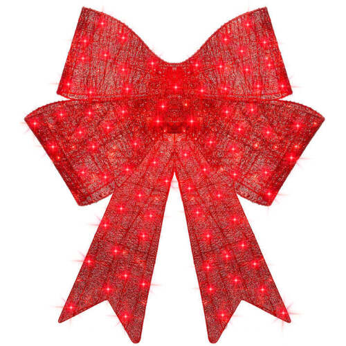 Pre-Lit Large Christmas Bow Decoration, Holiday Decor w/ 8 Functions - 48in - Lot 7784