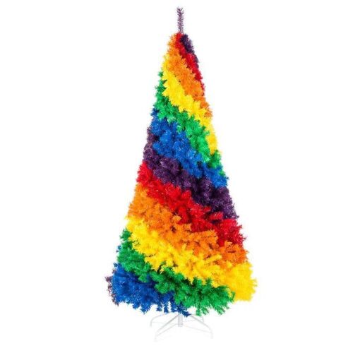 7ft Artificial Rainbow Full Fir Christmas Tree Holiday Decor w/ Metal Stand - Lot 200