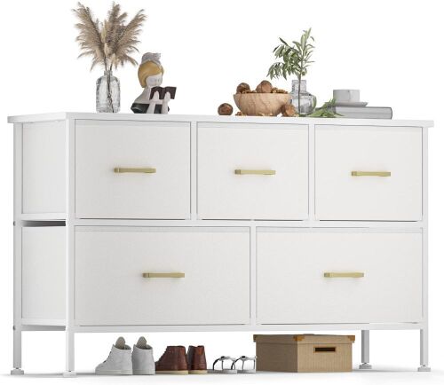 5 Drawer Dresser with Fabric Bins  - Lot 600