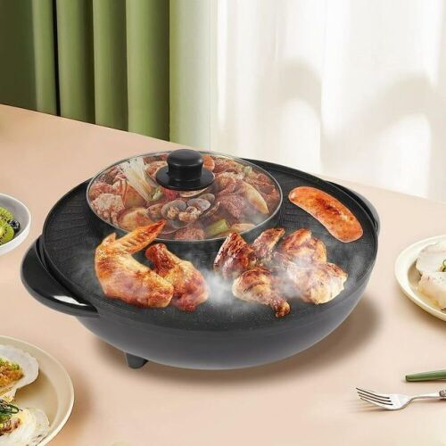 2-in-1 Electric Circular Hotpot Grill Combo  - Lot 737