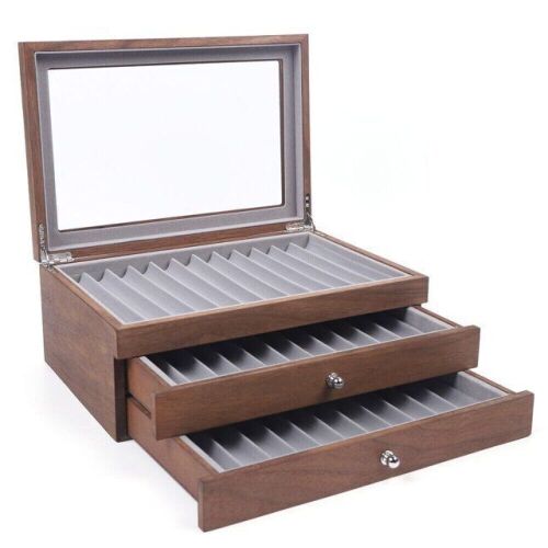 34 Slots Fountain Pen Display Box, Walnut  - Lot 749