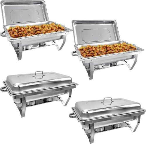 8QT Stainless Steel Chafing Dish, 4 Pack  - Lot 225