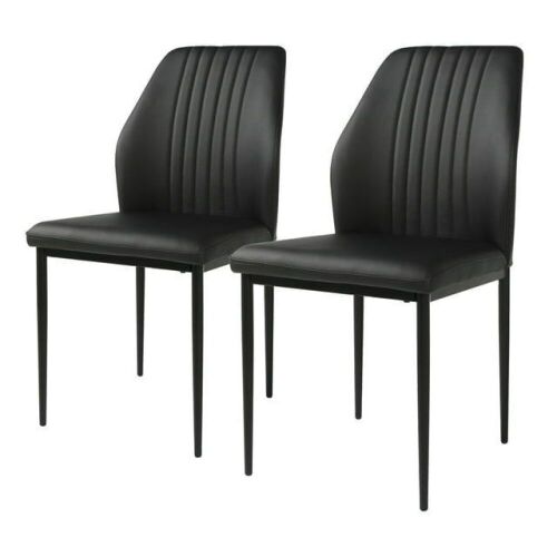 Faux Leather Modern Style Dining Chairs, Set of 2  - Lot 524