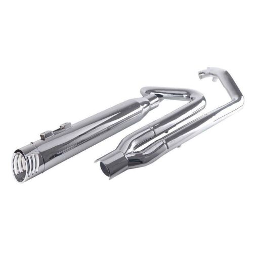 Sharkroad Chrome 2 into 1 Exhaust System 4" Muffler for 1995-2016 Harley Touring - Lot 95