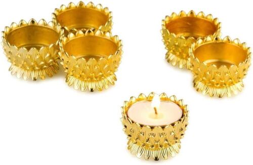 Lot of (4) Lotus Butterlamp Tea Light Holder Tibetan Copper, 6 pcs - Lot 605