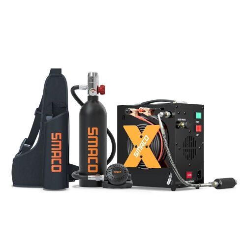 SMACO S400 1L Mini Scuba Tank with HEAP 1 Electric Air Compressor   - Lot 32